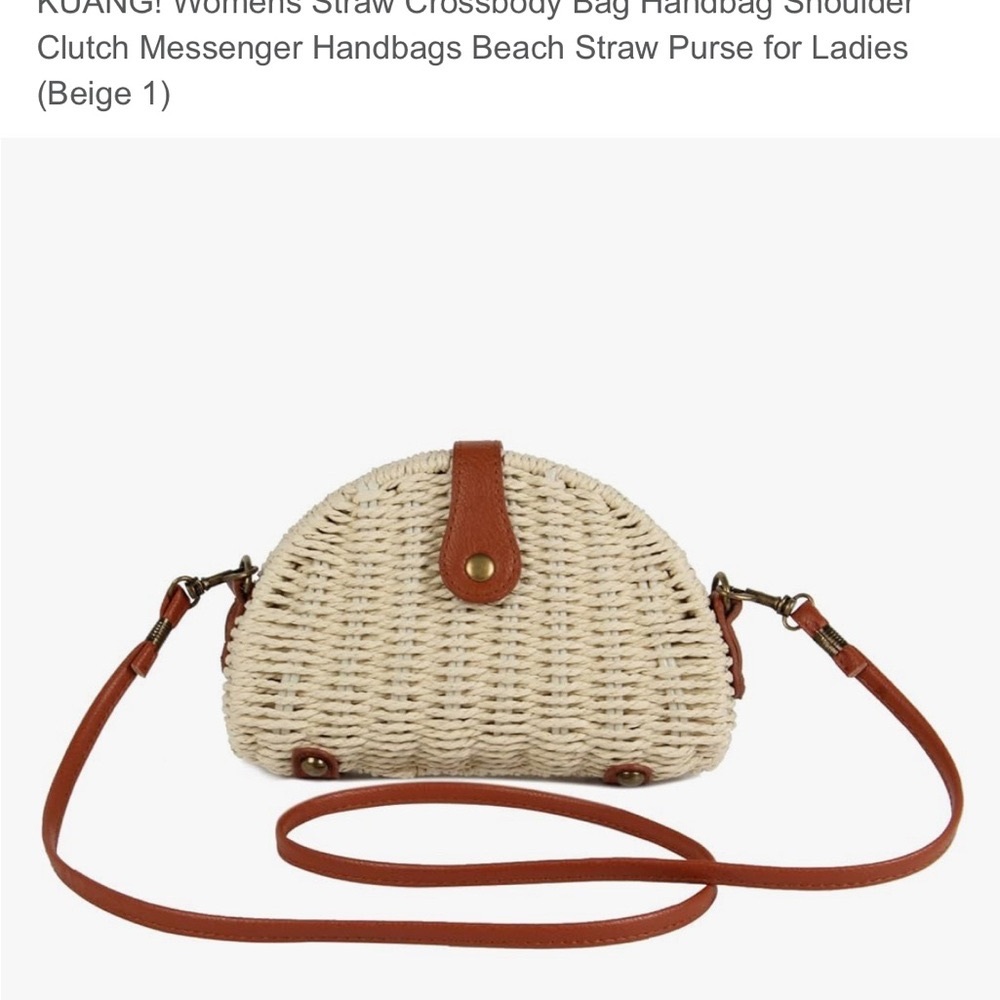Women's Straw Crossbody Bag - Cream and Brown